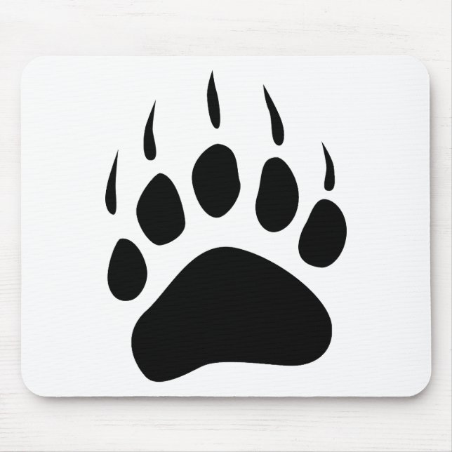 Grizzly Bear Paw Black Silhouette Mousepad (Front)