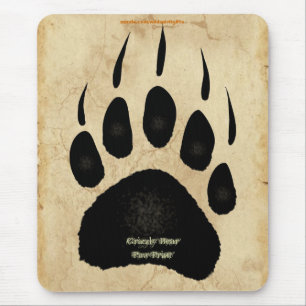 Grizzly Bear Paw Print Wildlife Supporter Mousepad