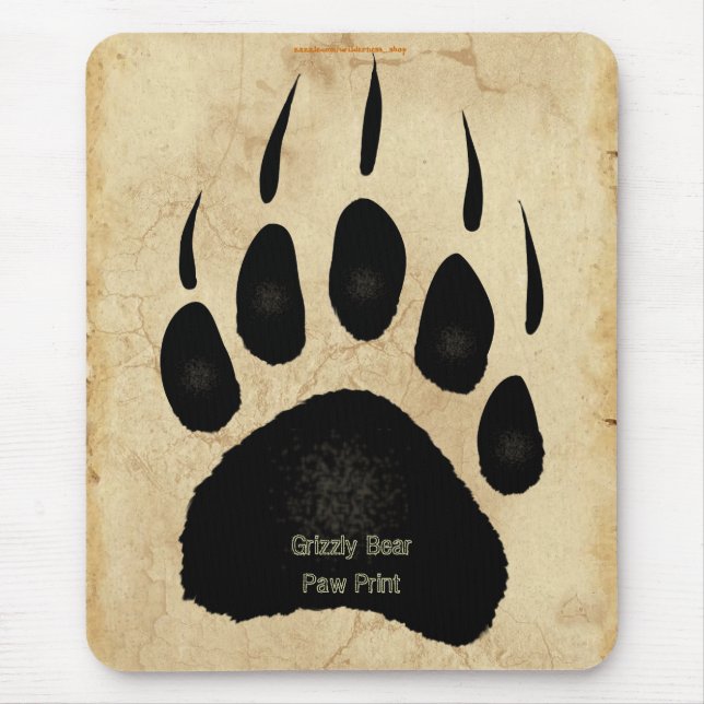 Grizzly Bear Paw Print Wildlife Supporter Mousepad (Front)