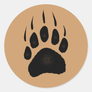 Grizzly Bear Pawprint Classic Round Sticker