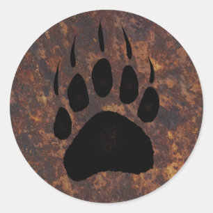 Grizzly Bear Pawprint Classic Round Sticker