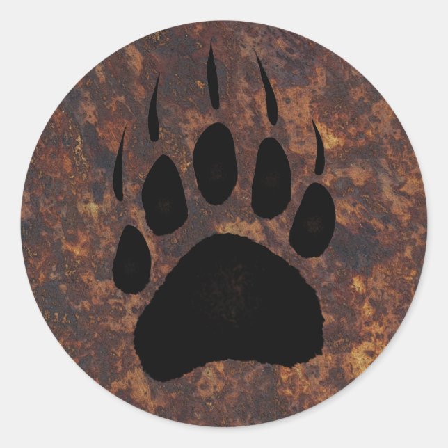 Grizzly Bear Pawprint Classic Round Sticker (Front)