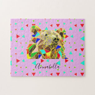 Grizzly Bear Pink Jigsaw Puzzle