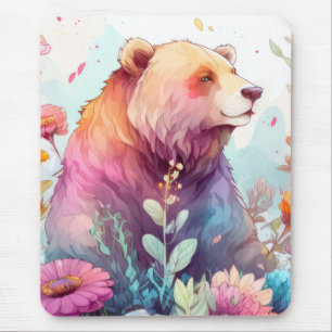 Grizzly Bear Portrait Animal Painting Wildlife Art Mouse Mat