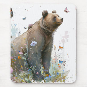 Grizzly Bear Portrait Animal Painting Wildlife Art Mouse Mat
