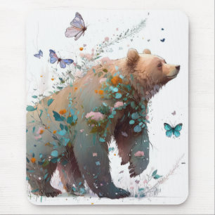 Grizzly Bear Portrait Animal Painting Wildlife Art Mouse Mat