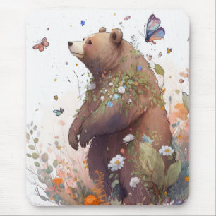 Grizzly Bear Portrait Animal Painting Wildlife Art Mouse Mat