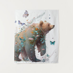 Grizzly Bear Portrait Animal Painting Wildlife Art Tapestry