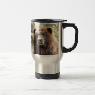 Grizzly Bear Portrait Close Up Travel Mug