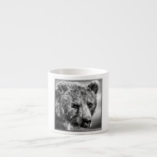 Grizzly bear portrait espresso cup