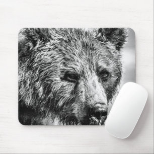 Grizzly bear portrait mouse mat