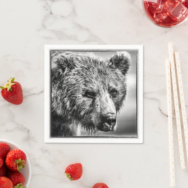 Grizzly bear portrait napkin (Insitu)