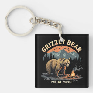Grizzly Bear Preserve and Protect Key Ring