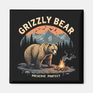 Grizzly Bear Preserve and Protect Magnet