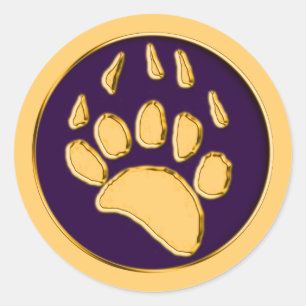 GRIZZLY BEAR PRINT CLASSIC ROUND STICKER