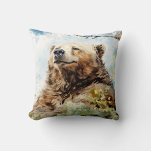 Grizzly Bear Relaxing Relaxing Animal Fun Happy  Cushion