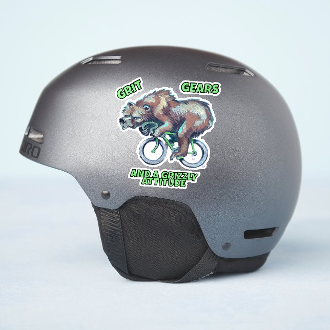 Grizzly Bear Riding A Bicycle (Helmet Side)