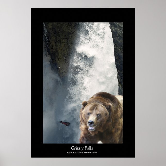 Grizzly Bear & Salmon Wildlife Supporter Poster (Front)