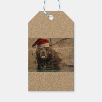 Grizzly Bear Santa Claus Gift Tags