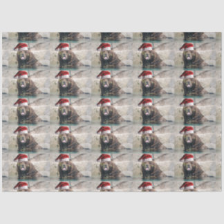 Grizzly Bear Santa Claus Tissue Paper