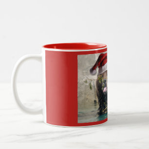 Grizzly Bear Santa Claus Two-Tone Coffee Mug