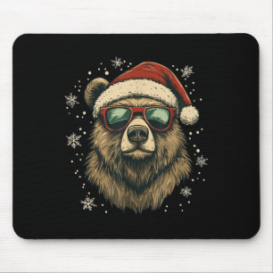Grizzly Bear Santa Hat Funny Cute Animal Lover Chr Mouse Mat