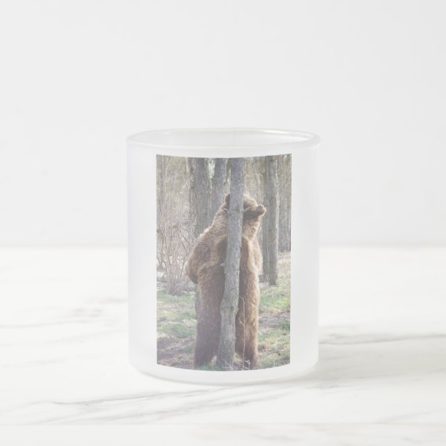 Grizzly Bear Scratching an Itch Frosted Glass Coffee Mug (Center)