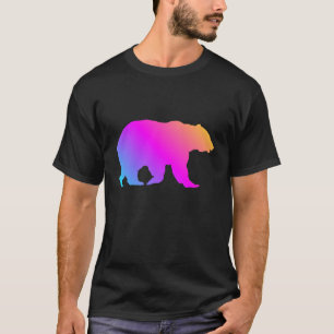Grizzly Bear Silhouette Colourful Pastels T-Shirt