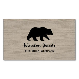 Grizzly Bear Silhouette Magnetic Business Card