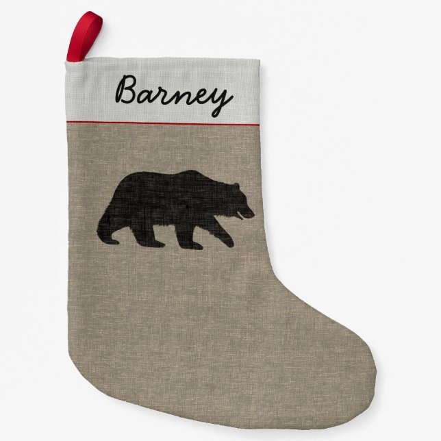 Grizzly Bear Silhouette Wilderness Camping Custom Small Christmas Stocking (Front)