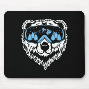 Grizzly Bear Snowboard Goggles Skiing Snow Winter Mouse Mat