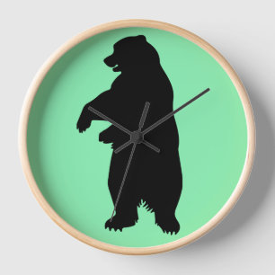 GRIZZLY BEAR STANDING BEAR RUSTIC Wall Clock