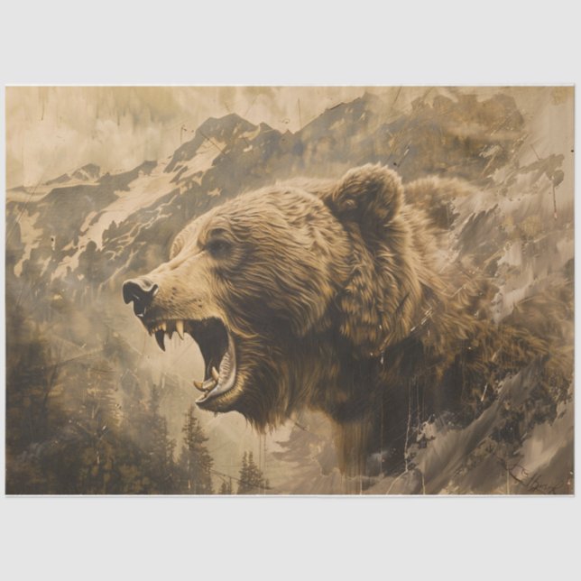 Grizzly bear tissue paper (Front)