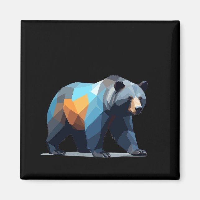 Grizzly Bear Vector Art with Vibrant Colours Magnet (Front)