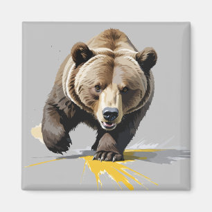 Grizzly Bear Vector Graphic Art Portrait Animal Magnet