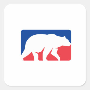 Grizzly Bear Walking Silhouette Rectangle Retro Square Sticker
