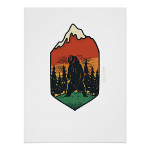 Grizzly Bear Wall Art   Rustic Wilderness Decor
