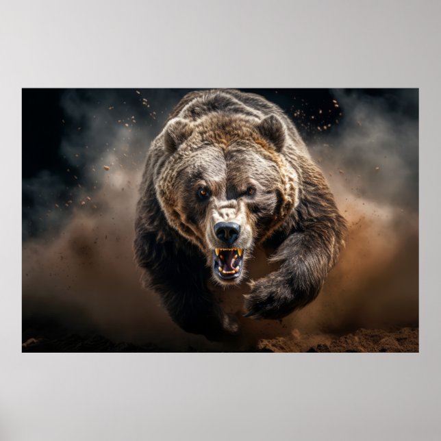 Grizzly Bear Wild Animal Portrait Fierce Power Poster (Front)