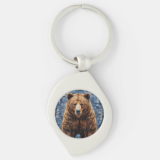 🐻 Grizzly Bear Wild Nature Wildlife Accessory 🐻 Key Ring (Front)
