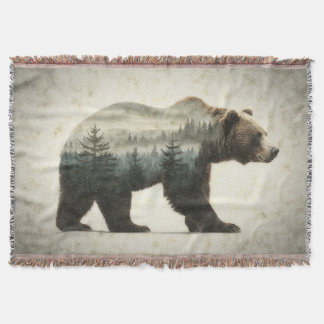 Grizzly Bear Wilderness Art Throw Blanket