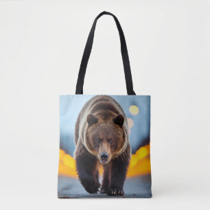 Grizzly Bear Wildlife Animal On Street Tote Bag