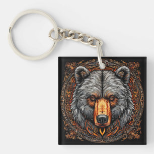 🐻✨ Grizzly Bear Wildlife Art 🌲🔑 Key Ring