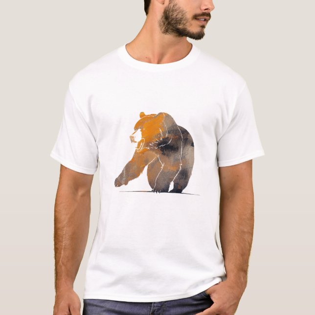 Grizzly Bear Wildlife Nature Silhouette Style T-Shirt (Front)