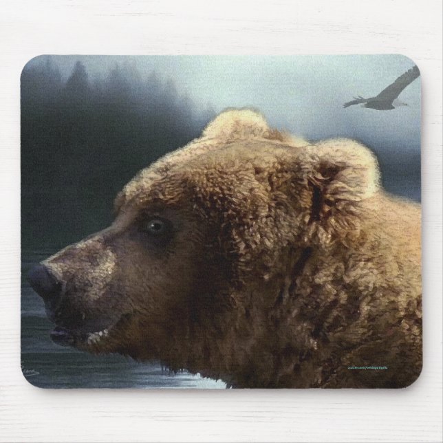 Grizzly Bear Wildlife Supporter Art Mousepad (Front)