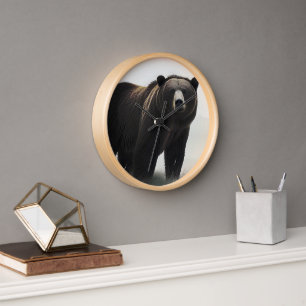 GRIZZLY BEAR WOOD WALL CLOCKS