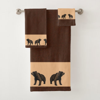 Grizzly Bears Embellished Bathroom Towel Set