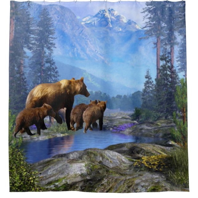 Grizzly Bears Shower Curtain (Front)
