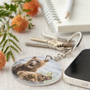 Grizzly Cubs Looking For Their Mum Key Ring