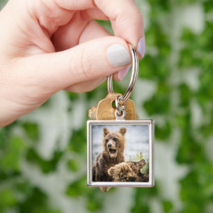 Grizzly Cubs Looking For Their Mum Key Ring
