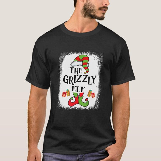 Grizzly Elf Matching Family Funny Christmas Party T-Shirt (Front)
